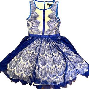 Bariano Australia Women's Designer Blue Lace Tutu Party Cocktail Dress Size 4